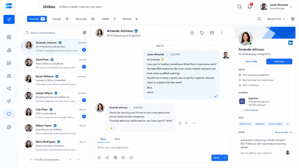 SendCopy.ai Unibox — LinkedIn unified inbox for sales teams and agencies